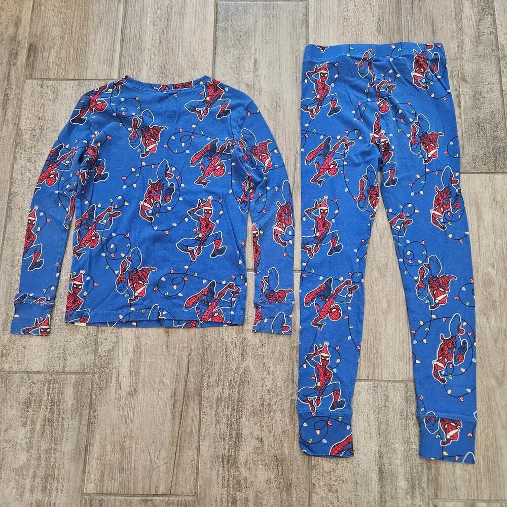 Gap Kids Marvel‎ Spider-Man Christmas Pajama Set Organic Cotton Size 10 Holiday